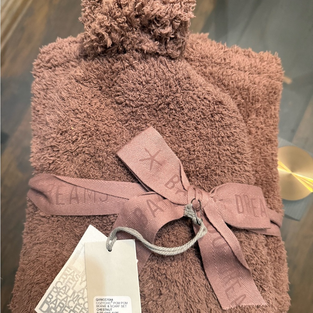 Barefoot Dreams Cozy Chic Pom Pom Beanie & Scarf Set - Great holiday gift